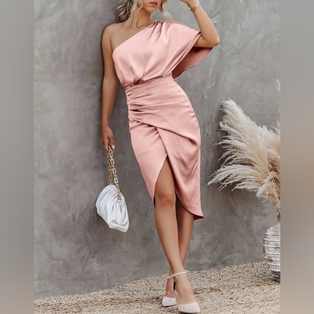 Cupshe One Shoulder Pink Dress